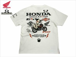 パンディエスタ/PANDIESTA×HONDA(ホンダ) コラボ 半袖Tシャツ ヨンフォア CB400FOUR 刺繍Tシャツ 523508 白 XXLサイズ 新品