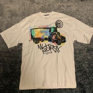 新品 未使用 XL デッドストック80s 90sヴィンテージ Tシャツ 世界に一枚 アート 画家 一点物 Tee ペンキ アーティスト 白トラック バス絵画