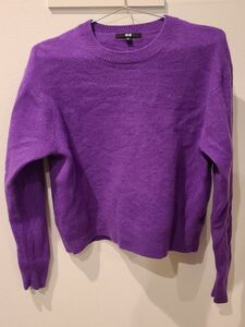 ユニクロ　UNIQLO　プレミアムラムクルーネックセーター　XL パープル　紫　ニット