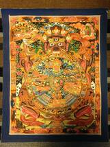 仏教美術 　　『肉筆 曼荼羅（六道輪廻図）』　３７.５cm　 細密画 　チベット 仏画　　　　　検索：　菩薩　仏像　西蔵密教　　阿弥陀　B1_画像2