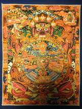 仏教美術 　　『肉筆 曼荼羅（六道輪廻図）』　３７.５cm　 細密画 　チベット 仏画　　　　　検索：　菩薩　仏像　西蔵密教　　阿弥陀　B1_画像8