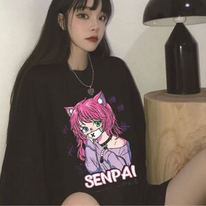Tシャツ 半袖 プリント 病み 量産型 原宿系 個性的 オーバーサイズ 黒61
