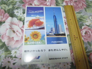 送料込み!　ANA 全日空 福岡空港 ポストカード　　(航空・飛行機・空港ターミナル・絵はがき・絵葉書・エアライン