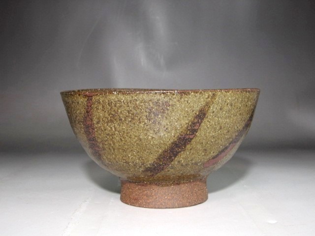 小山富士夫(古山子)辰砂茶碗 味わい深い逸品 r608-
