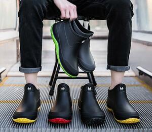  man and woman use rain boots men's fashion Schott height lady's rain shoes rain shoes waterproof . slide work shoes rain snow and ice control x46