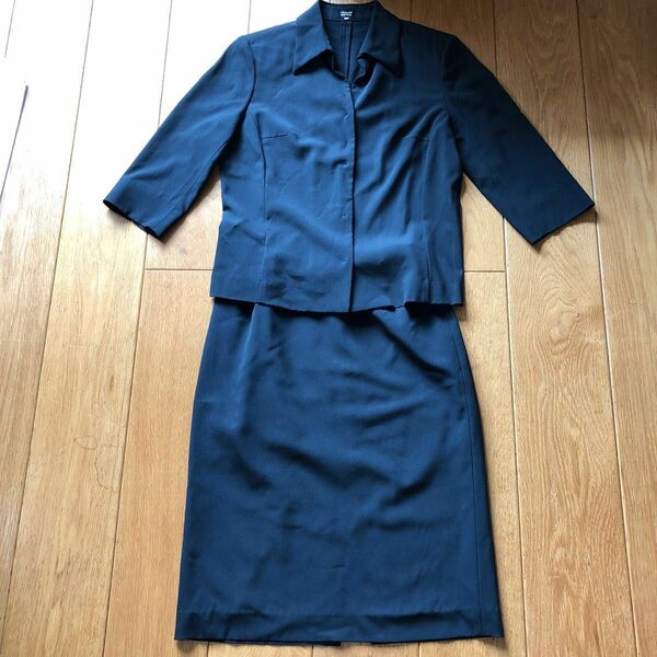 TRANSWORK セットアップスーツ ポリエステル94 サイズ11 黒 日本製 七分袖