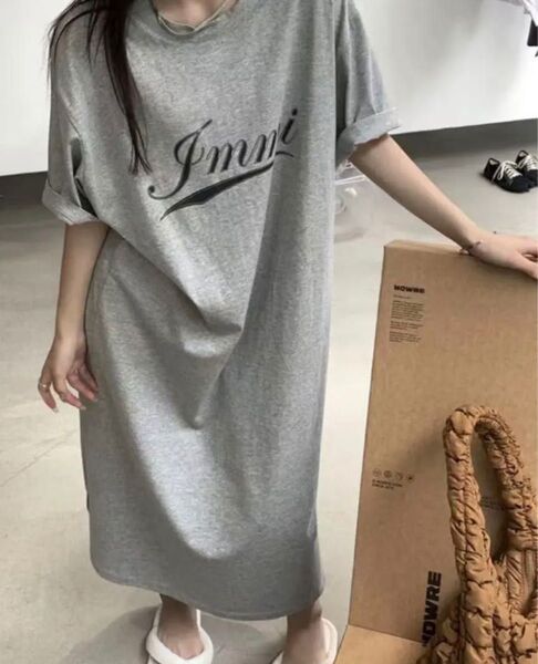 新品 レディースワンピースロゴ ゆったり 体型カバー カジュアル おしゃれ