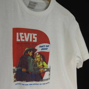 90sビンテージ　LEVI'S　リーバイス　カウボーイ　Tシャツ　シングルステッチ　ホワイト　日本製　表記サイズL　送料230円