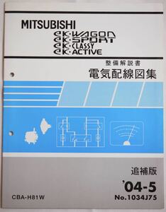 MITSUBISHI eK WAGON SPORT CLASSY ACTIVE 整備解説書 電気配線図集 追補版 ‘04-5