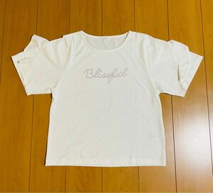 3can4on フリル　Tシャツ　キラキラ　ホワイト　Lサイズ 半袖Tシャツ