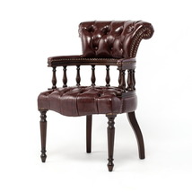 チェア イス アンティーク調 キャプテンチェア アームチェア 一人用 英国 椅子 木製 マルーンブラウン 赤茶 合皮 ヴィンセント 9001-5P56B_画像3