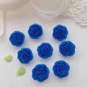 23 樹脂粘土　ハンドメイド 薔薇　パーツ 素材 アクセサリー作り 飾り　大きめ　青