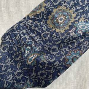 N63 シルク◎ ネクタイ 総柄 ブルー系 シルク100% 絹 上質