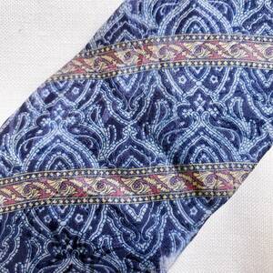 N94 美品◎ VARESE イタリア製 ネクタイ シルク100% 絹 総柄 上質 ブルー系