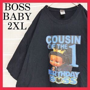 ボスベイビードリームワークスアニメキャラクタームービーTシャツtシャツ黒デカロゴ Tee