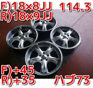 深リム!ADVANTI RACING アドバンティレーシング 18×8JJ/9JJ・PCD114.3・5H・+45/+35・ハブ73 店頭受け取り歓迎♪ホイールのみ4本♪R507W27