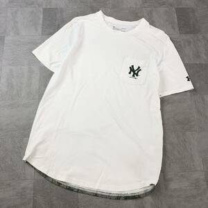 UNDER AUMOUR アンダーアーマーNY ニューヨークヤンキース　胸ポケットTシャツ LOOSE HEATGEAR ホワイト　カモフラ柄　サイズLG