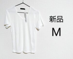 【新品】ARCADE Vネック半袖Tシャツ カットソー Mサイズ ホワイト インナー