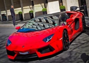 Art hand Auction Lamborghini Aventador Papier peint style peinture rouge Poster extra large version A1 830 x 585 mm (type d'autocollant pelable) 001A1, voiture, moto, Biens liés à l'automobile, autres