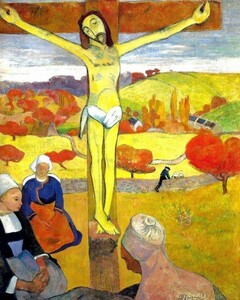 Art hand Auction [Versión a tamaño completo] Gauguin Yellow Christ 1889 Albright Knox Art Museum Wallpaper Póster 475 x 594 mm Adhesivo despegable 015S2, cuadro, pintura al óleo, retrato