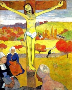 Art hand Auction [Version pleine grandeur] Gauguin Yellow Christ 1889 Albright Knox Art Museum Papier peint affiche 475 x 594 mm Autocollant pelable 015S2, peinture, peinture à l'huile, portrait