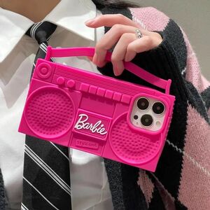 iPhone13/14ケース バービー ラジカセ Barbie かわいい 韓国 シリコン ピンク 可愛い y2k 平成ギャル