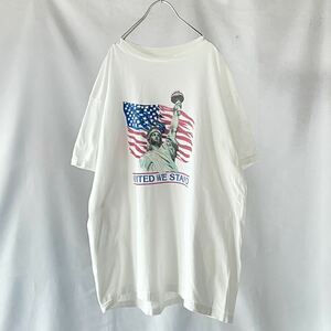 UNITED WE STAND Statue of liberty 自由の女神プリント 白 半袖Tシャツ 古着 vintage XL