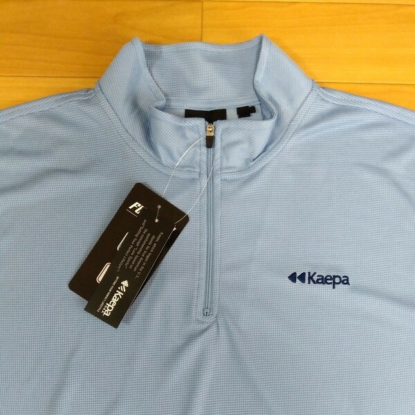 LL ①Kaepa ケイパ 新品 半袖ポロシャツ 襟付トップス ハーフジップ 青 メンズ紳士 アウトドア スポーツ ゴルフウェア ドライ UV対策 golf