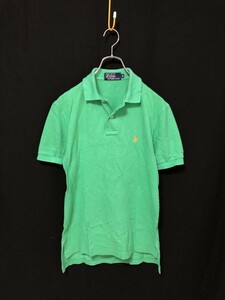 ◆Polo by Ralph Lauren ポロ ラルフローレン 鹿の子　胸ロゴ　半袖ポロシャツ S 緑　