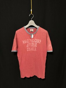 ◆AVIREX アヴィレックス 半袖Tシャツ S　リンガー　ステンシル　MARINE CORP　USMCA