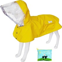 【新品】犬用レインコート 犬ドッグカッパ ポンチョ 梅雨対策 透明帽子付き 着脱簡単 防水 防雪 防風 通気 軽量 中型犬 (M)　no.737_画像1