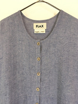 レディース 古着 FLAX シンプル ナチュラル ノーカラー リネン 長袖 シャツ ワンピース ひざ丈 L 古着_画像2