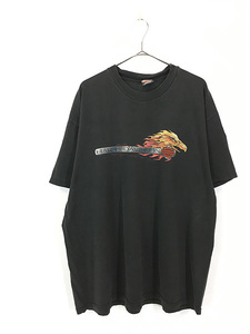 古着 00s USA製 HARLEY DAVIDSON ファイヤー イーグル ネオン シティー Tシャツ XXL 古着