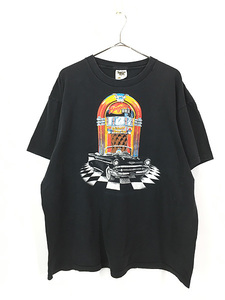 古着 90s USA製 Boogies Diner ダイナー ジュークボックス クラシックカー Tシャツ XL 古着