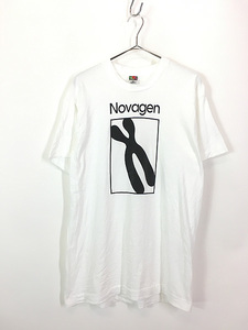 古着 90s USA製 Novagen 科学物質 分子 染色体 モノクロ Tシャツ L 古着