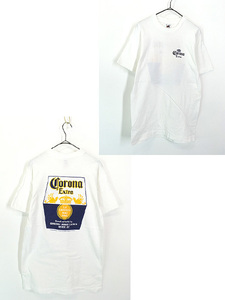 古着 90s USA製 Corona Extra コロナ ビール 企業 発泡 プリント Tシャツ M 古着