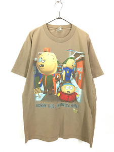 古着 90s USA製 SOUTH PARK サウスパーク レアパターン アニメ キャラクター Tシャツ L 古着