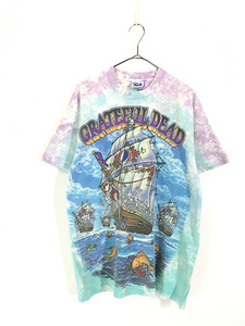 古着 90s USA製 Grateful Dead 「SHIP of FOOLS」 スカル 海賊 ロック バンド タイダイ Tシャツ L 古着