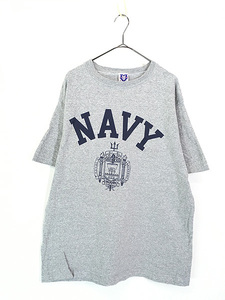 古着 90s USA製 MV Sport 「NAVY」 2段 霜降り ミリタリー ヘビー Tシャツ XL 古着(2)