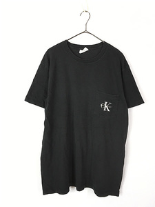 古着 90s USA製 CK Calvin Klein ワンポイント 刺しゅう ポケット Tシャツ ポケT L 古着
