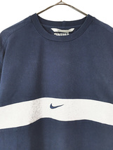 古着 NIKE センター スウォッシュ ロゴ ライン 切替 ラグラン Tシャツ L 古着_画像2