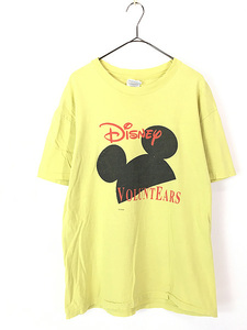 古着 90s USA製 Disney VOLUNT EARS ボランティア 両面 プリント Tシャツ L 古着