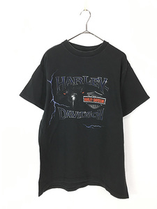 古着 00s USA製 HARLEY DAVIDSON イーグル シールド サンダー Tシャツ L 古着