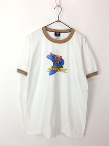 古着 00s SUPER MAN スーパーマン アメコミ ヒーロー リンガー Tシャツ L 古着