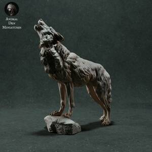 Animal Den Anml-221107 Iberian Wolf Howl 1/48 3Dプリント ミニチュア D＆D TRPG アニマルフィギュア