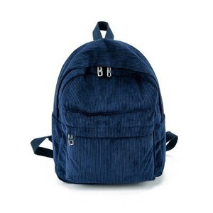  corduroy girl fashion backpack plain rucksack travel [Blue 1][19x3x23CM]