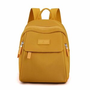 女性用 ナイロン バックパック 防水 複数ポケット トラベル バッグ リュック 【Yellow】 【25*14*20cm】