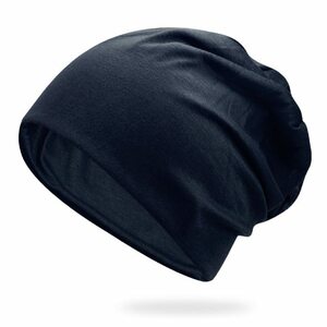 ユニセックス　ビーニー帽　ソフト　ストレッチ　帽子　ワンサイズ　ネイビー