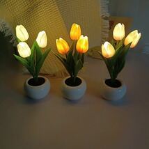 常夜灯　フラワー　USB　ライト　装飾　 tulip-white　チューリップ　ホワイト_画像2