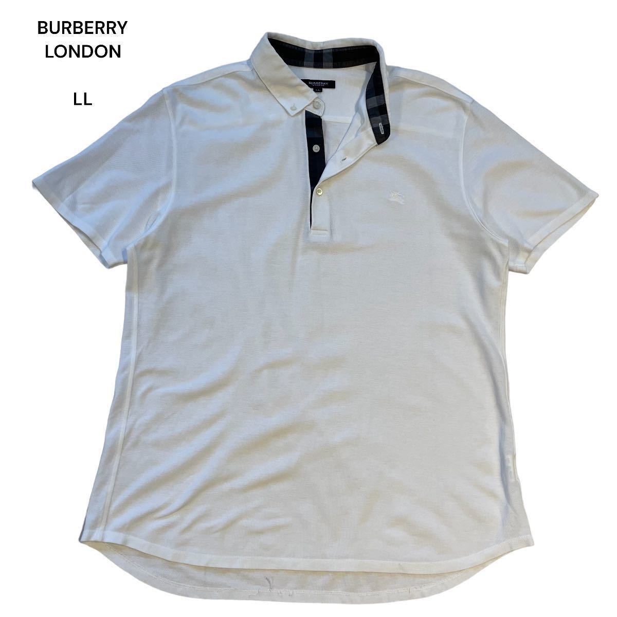 1円〜BURBERRY LONDON バーバリーロンドン 半袖ポロシャツ 鹿の子 LL